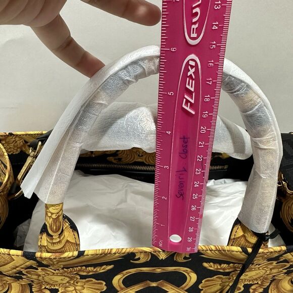 Versace Medusa Black Gold Canvas Large Tote Greca Strap Bag NWT $1,475 - Picture 5 of 10